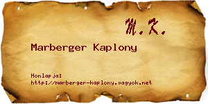Marberger Kaplony névjegykártya